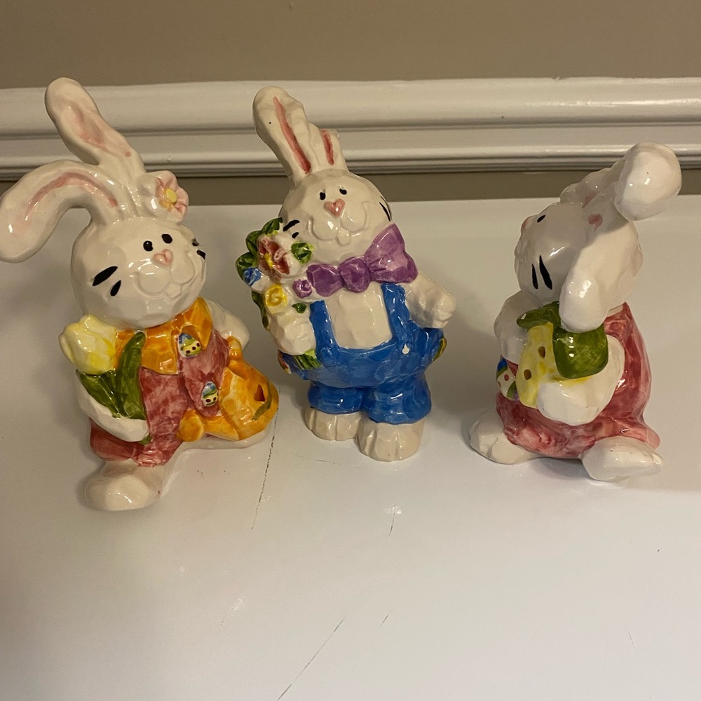 Colorful Ceramic Bunny Figurines